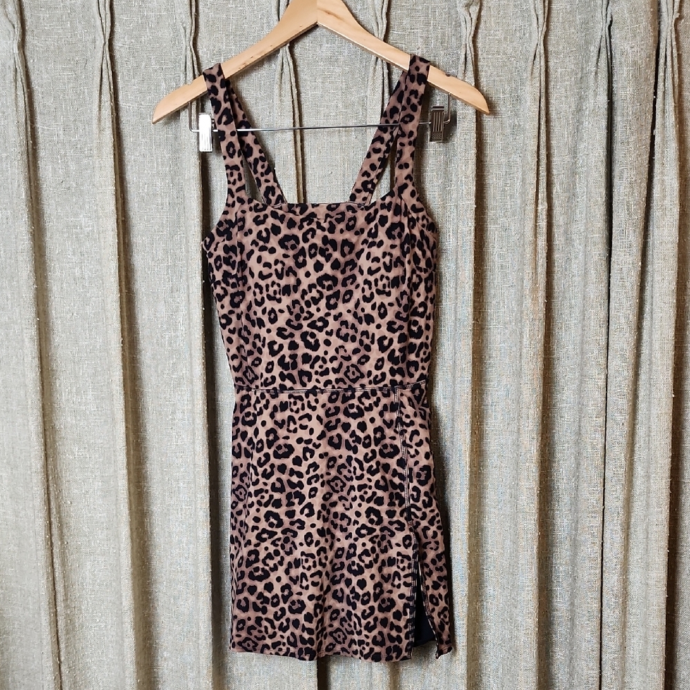 JoyLab Leopard Print Mini Dress in Tan and Black